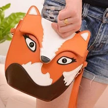 Оптовая 10 * новый женский кожа мультфильм мешок лиса плечо сумка orange