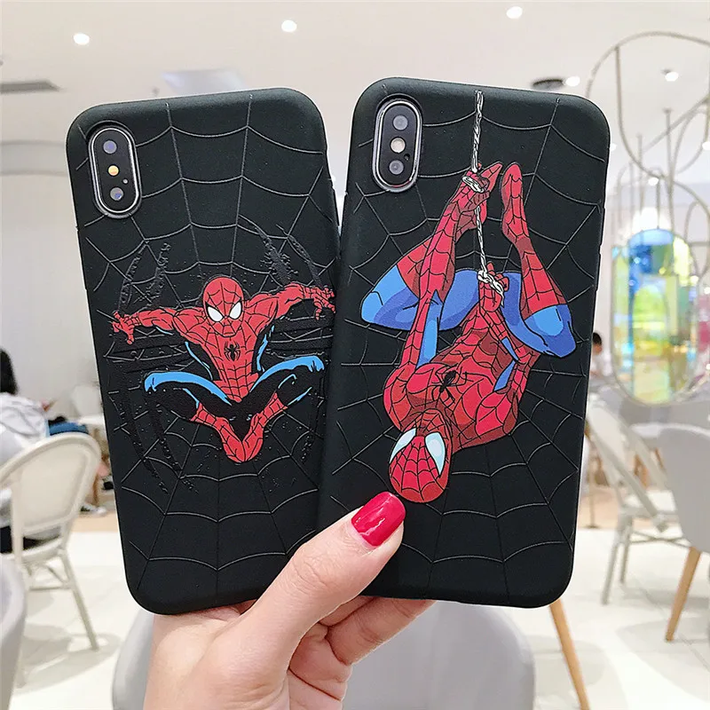 

New For iPhone X Xs Max Xr X 7 8 plus 6 6s plus Phone Case Cool Marvel hero Spider-Man pattern soft TPU back cover