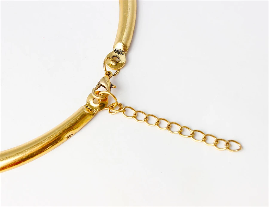 Europe and America exaggerated smooth leaves tassel metal collar African national fashion wild clavicle chain necklace (4)