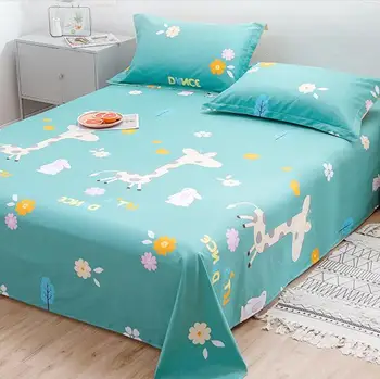 

Deers 1pc Nature Cotton Bed Sheet Flat Sheet Beddings Home Textile Eco Printing (Bed sheet only without pillow case) 0907