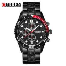 Vogue CURREN 8028 Elegante Reloj de Acero Para Hombre Relojes de Pulsera de Cuarzo con Escalas Point/Ronda Dial-Negro