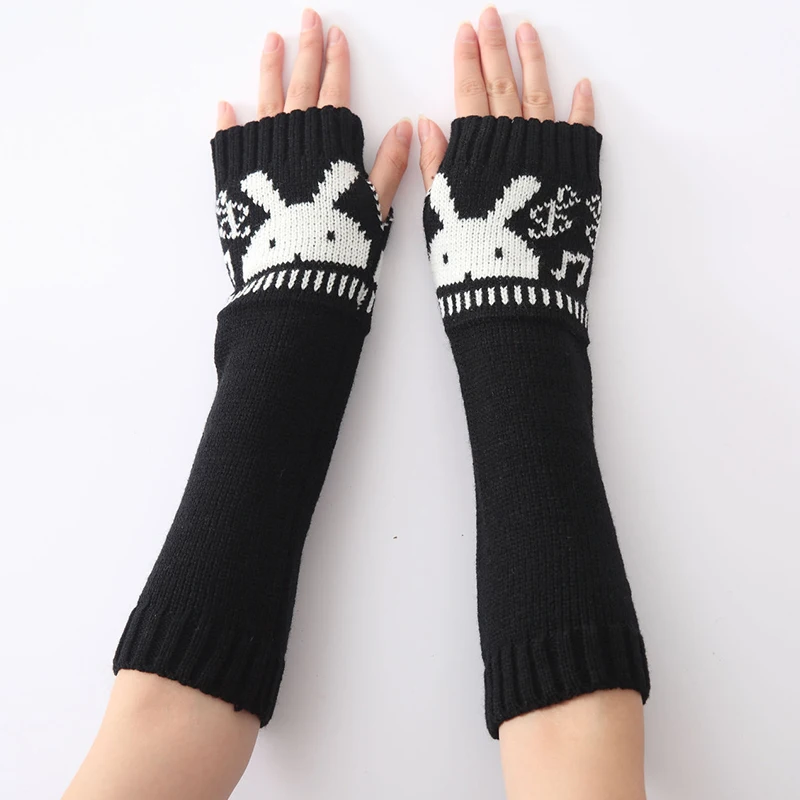 Модные Хлопковые женские зимние черные женские перчатки свободного размера однотонные теплые зимние осенние взрослые вязаная перчатка