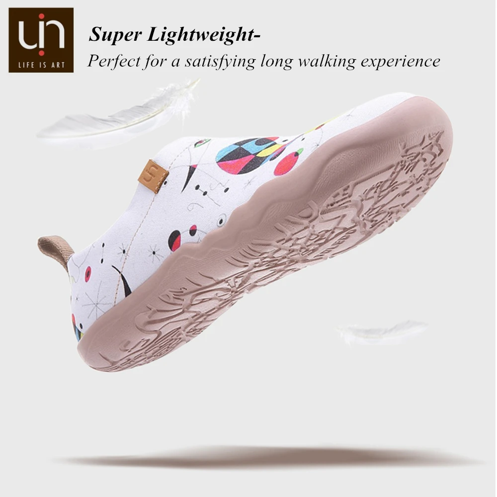 Billige UIN Schuhe Frau Kunst Hand bemalt Breite Frauen Schuhe Weiß Casual Leinwand Schuhe Damen Wanderschuhe Leichte Komfort Schuhe