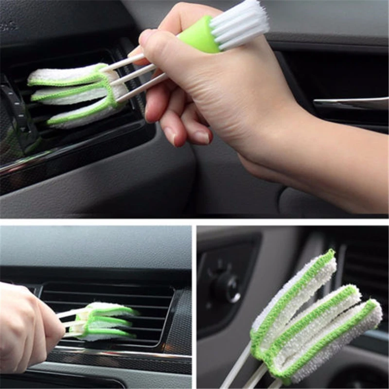 AICSRAD 1PC Double Ended Car Cleaning Brush Auto Air Conditioner Vent Computer Keyboard Blind Window Dust Cleaner Cars Care Tool |