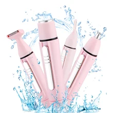 Электрический Женский бритье, удаление волос бритва с насадками для бровей нож многофункциональный 4 в 1 комплект для бритья волос