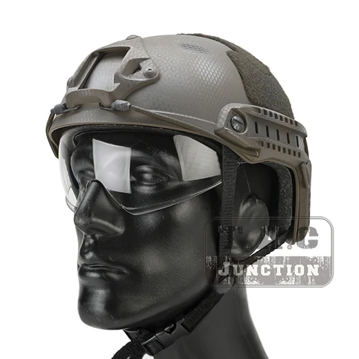 

Emerson Tactical Airsoft Fast Helmet MICH Ballistic MH Type Lightweight OPS Helmet w/ Flip Down Visor NVG Shroud + Side Rail