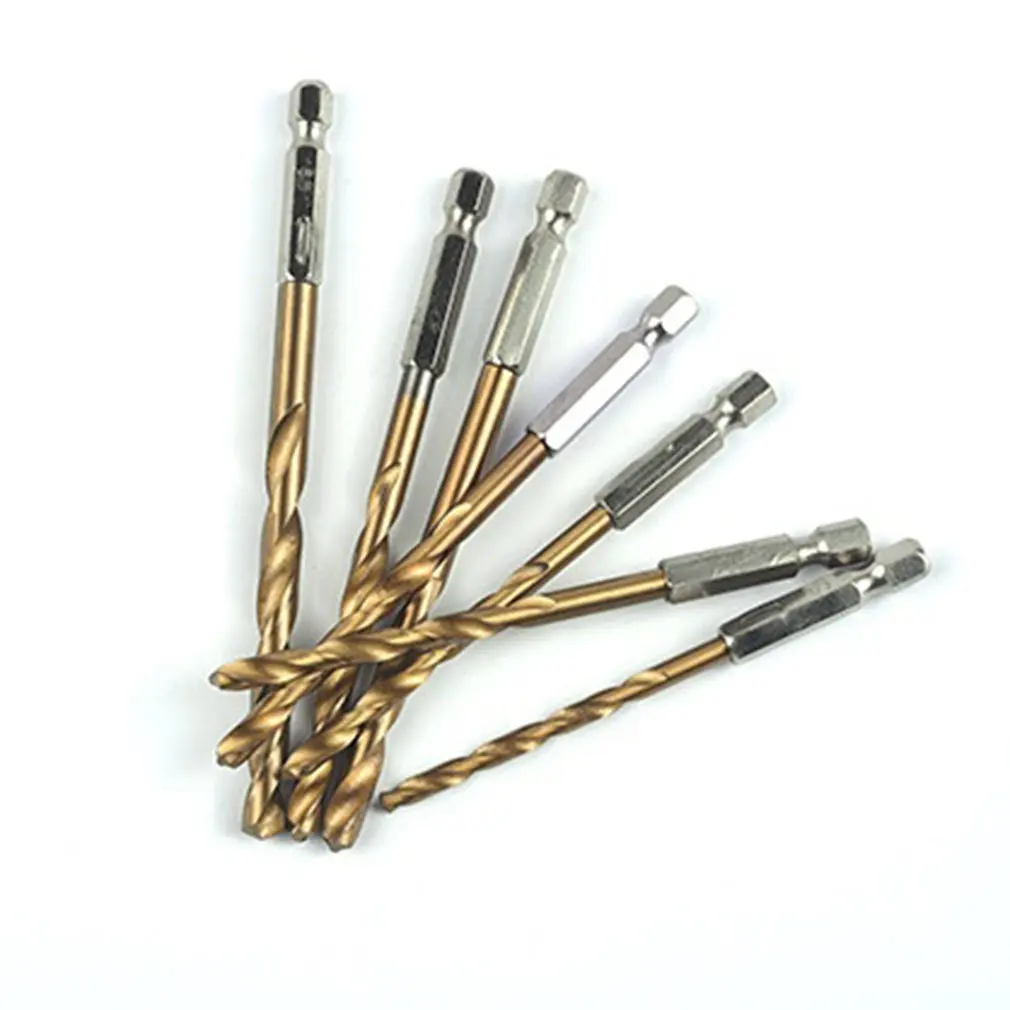

13pcs/lot Titanium Coated HSS Drill Bit Set for Metal Power Tools Twist Drill Accessories with 1/4" Hex Shank Woodworking Tool