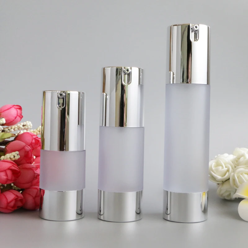 Airless 15ml 30ml 50ml Empty Vacuum Pump Toilet Vessel Cosmetic Frosted Bottle Mini Transparent Lotion Makeup Container 10pcs