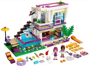 

619pcs Friends Series Livi's Pop Star House Building Blocks Andrea mini-doll figures Toy Compatible with lepines Friends