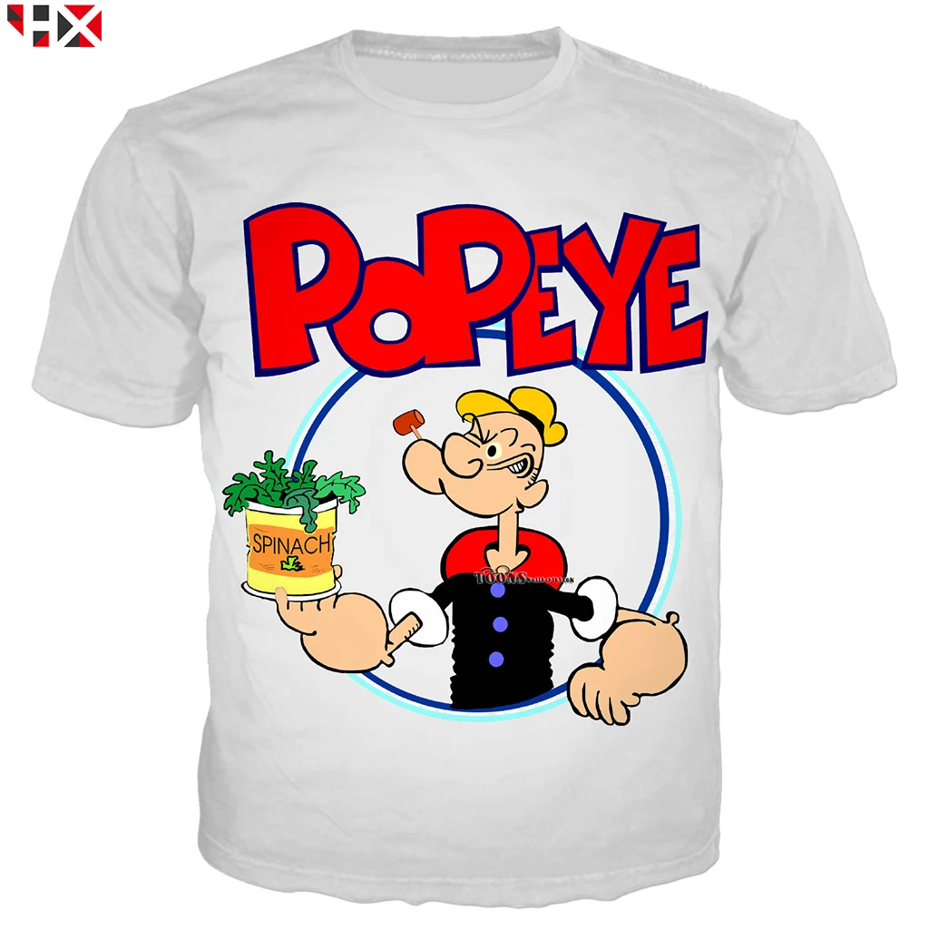 

3D Printed Top Tees Cartoon Anime Popeye New Fashion Tshirt Men Women Short Sleeve Harajuku Style T-shirts Summer Tops S88