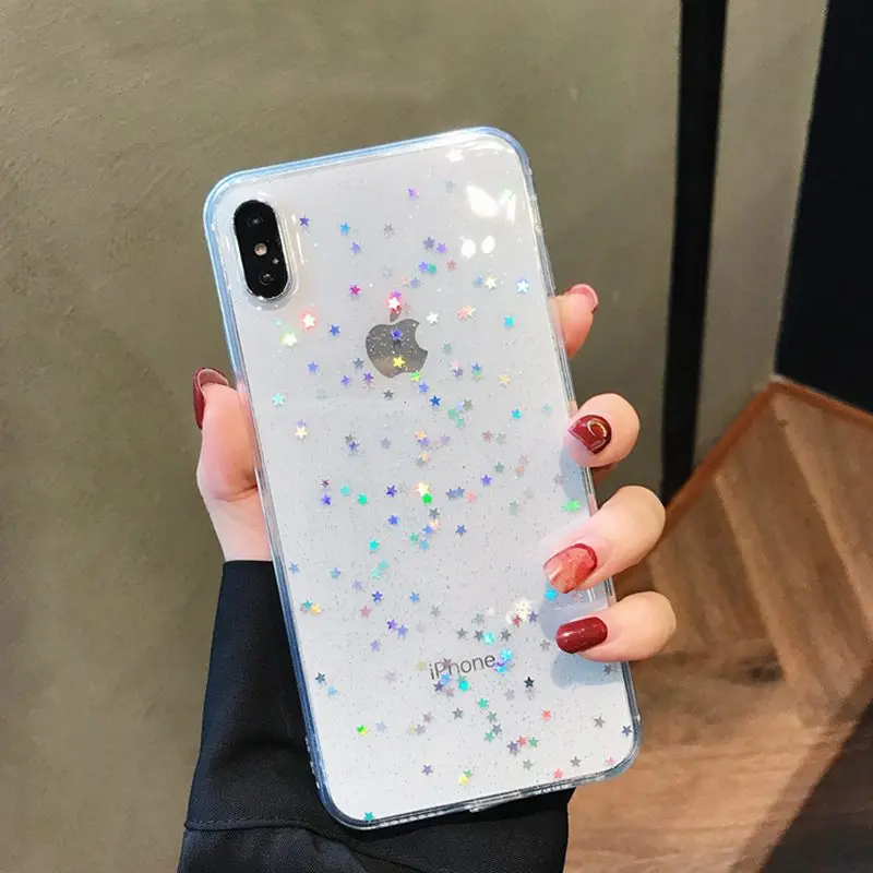 

Case Coque for iphone 6 s Plus X 10 iphone 7 8 Plus Bling Glitter Star Soft Cases Cover for iphone XS Max iphone XR 5 5s se Capa