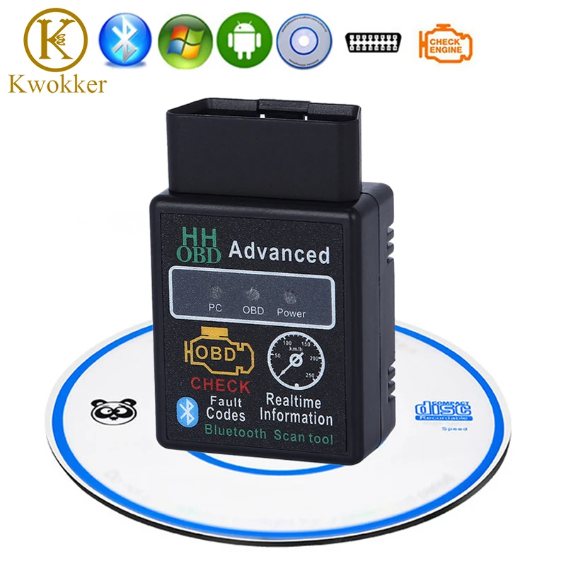 Супер Мини HH OBD Расширенный Bluetooth ELM327 инструмент для сканирования двигателя