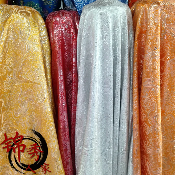 

Brocade silk cloth costume dress suit fabric / stage COS gold brocade cloth flower color in the pipa/100cm*150cm