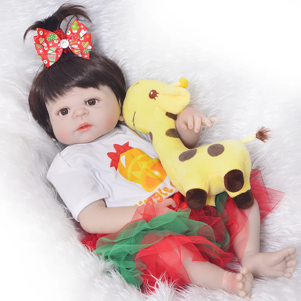 57 см полный корпус силиконовая кукла реборн для младенцев игрушка для ванны Реалистичная новорожденная кукла Bebe boneca Reborn corpo de SIlicone inteiro Menina