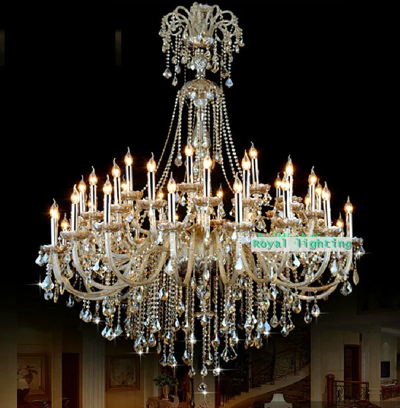 Big 45 Arm High Ceiling Chandelier Crystal Droplight Hotel