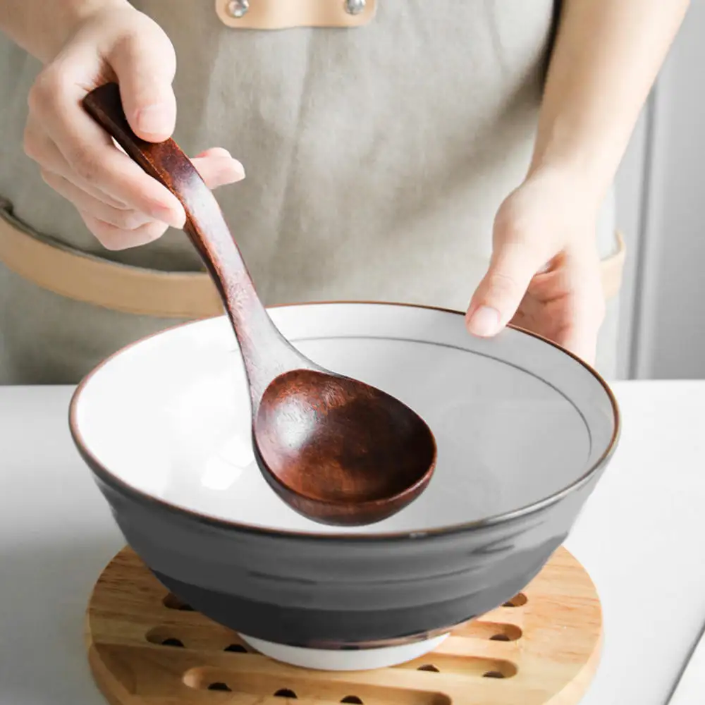 1 шт. японский стиль из дерева, с длинной ручкой суповая Ложка кухонные ложки кухонная утварь с длинной ручкой лопатка для супа