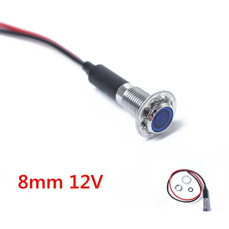

Adeeing 8mm 12V LED Metal Indicator Instrument Panel Light Lamp with Wire LED indicator for most 12V DC cars r30