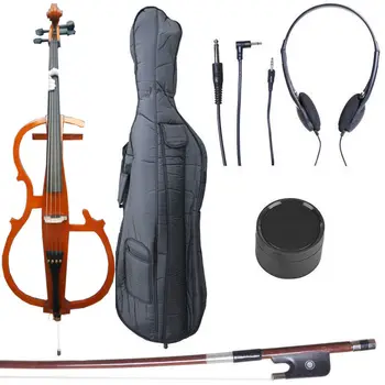 

Yinfente Cello 4/4 Metallic Yellow Electric Cello Yellow Solid Wood Powerful Sound Cello Bow Bag