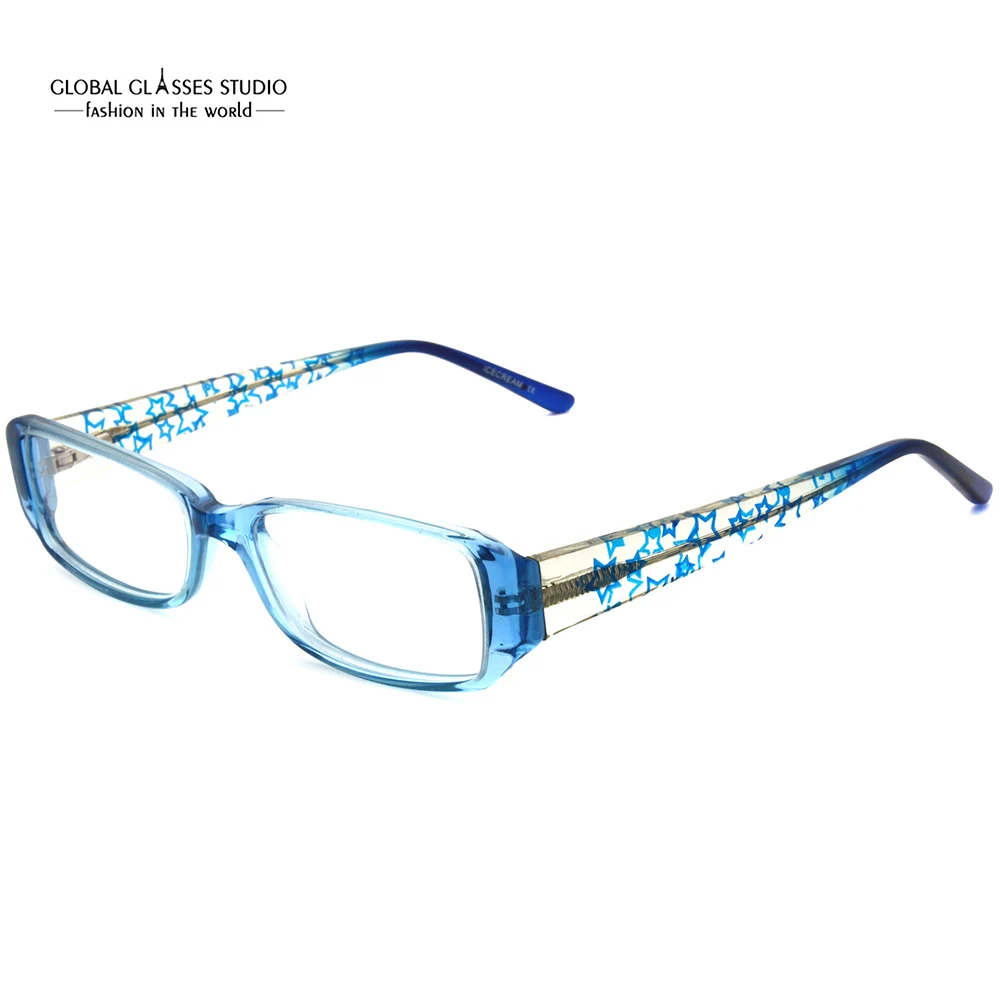 Kids Acetate Eyeglasses Crystal Blue Color Boy Glasses Frame Flexible