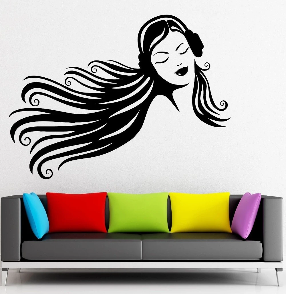 Musique Stickers Muraux Ado Fille Casque Beau Decor Vinyle Decalque Livraison Gratuite Aliexpress