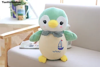 

about 35cm lovely green penguin creative plush toy bowtie penguin cotton soft doll throw pillow birthday gift s0971
