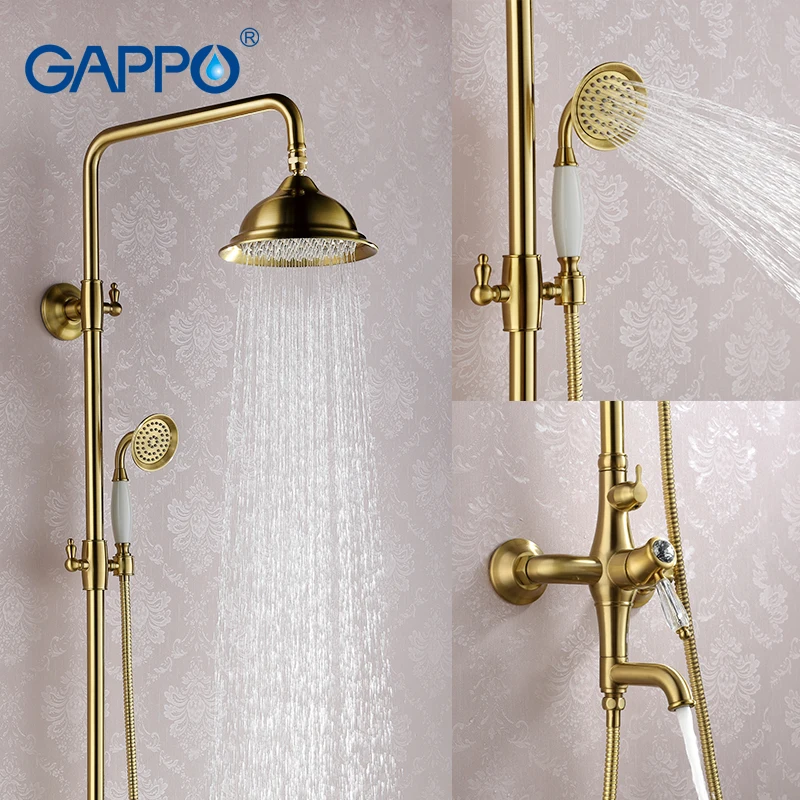 

GAPPO bronze shower faucet antique bathroom tap mixer waterfall bath shower head wall mount bathroom mixer