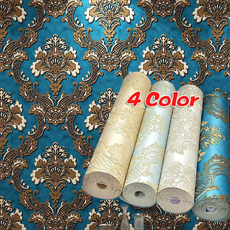 Us 2687 10 Di Scontoreale 3d Ricamo Carta Da Parati Sicuro Non Formaldeide Camera Da Letto Soggiorno Per La Parete Di Carta Elegante Stile Barocco
