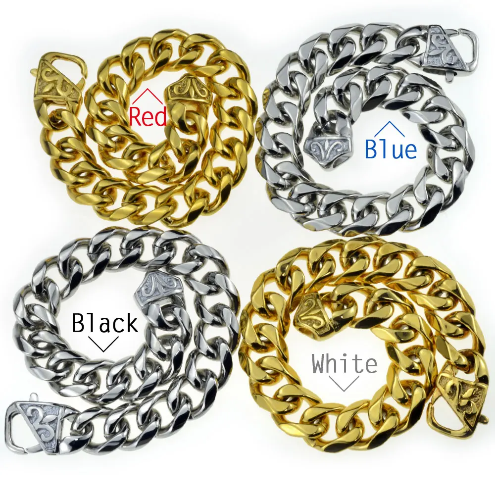 

mens stainless steel bracelet 22cm Gold tone and silver tone b154,187,188,189