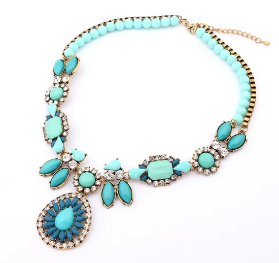 Min.order is $20 (mix order) European and American luxury water drop gemstone pearl short necklace cxt92220 | Украшения и