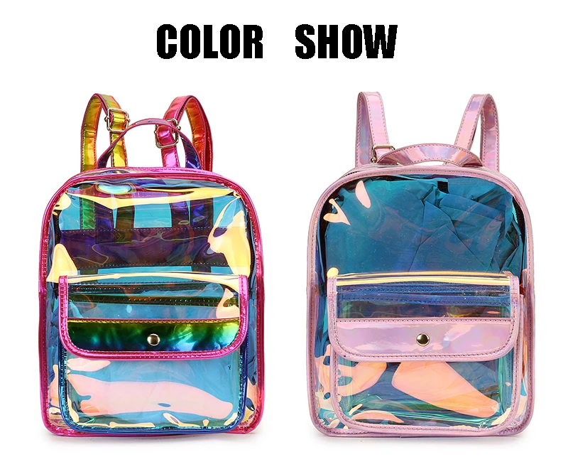 High Quality Hologram Women Backpacks PVC Laser School Backpacks For Teenagers Girls Travel Shoulder Bag Waterproof School bag 2