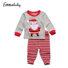 Emmaaby/От 2 до 7 лет; осенний Рождественский комплект одежды для маленьких детей; одежда для сна с Сантой для маленьких мальчиков и девочек; одежда для сна; пижамы; рождественские комплекты
