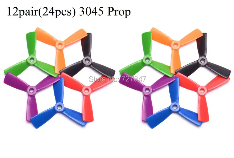 12 пар, 3045(6 цветов), 3 лезвия, лопасти, Пропеллер CW/CCW для FPV Mini 130 мм квадрокоптера ZMR210 QAV250