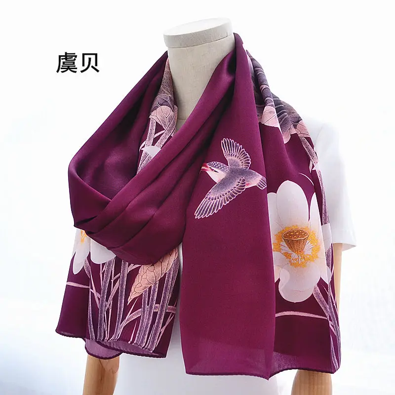 Chinese national style long scarf women soft thin natural silk scarf