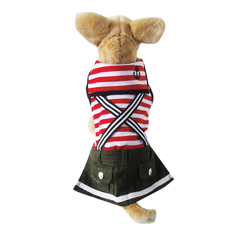 Navy Striped Design Girl Style Pet dogs Dress Free Shiping By CPAM Dogs