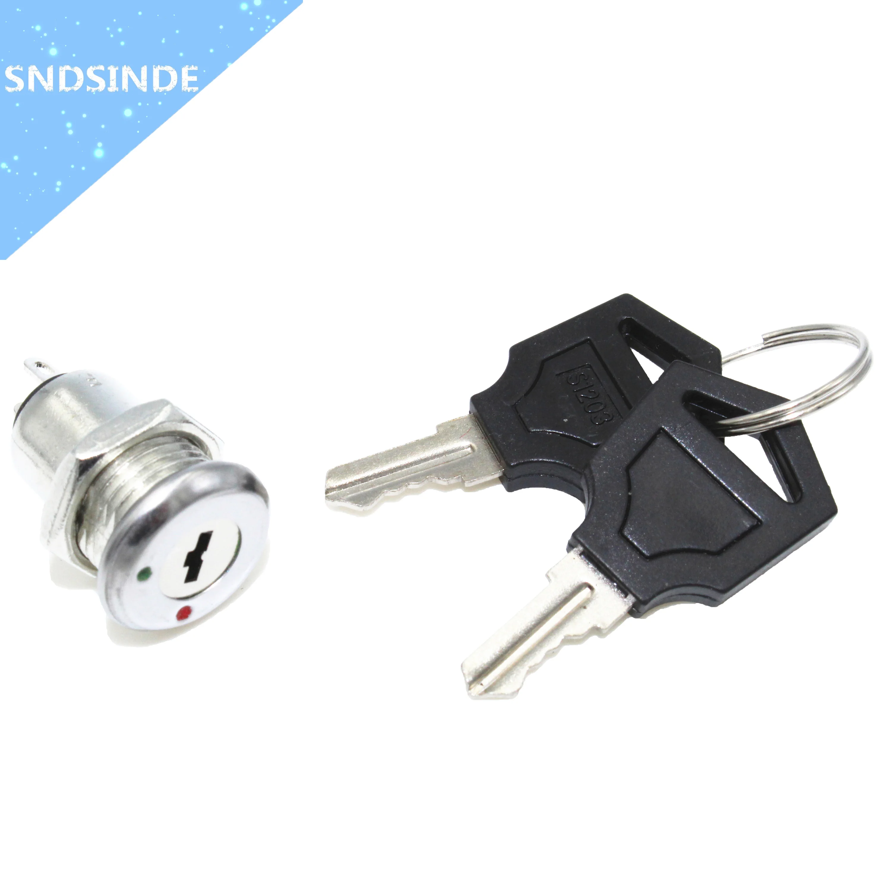 

12mm Zinc Alloy Electronic Key Switch ON OFF Lock Switch Phone Lock Security Power Switch Tubular Terminals+2 Keys 2 Position