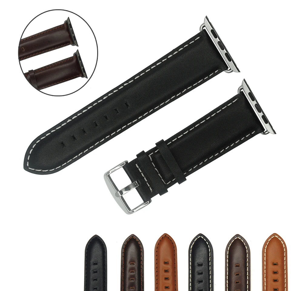 

YQI for Apple Watch Band 38mm Italian Genuine Leather iwatch Watch Bands 42mm Black Brown Watch Strap Men Watches Watchbands