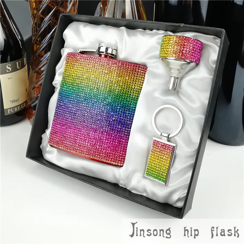 

2018 Rainbow Diamond hip flask ,Special hip flask for Ladies