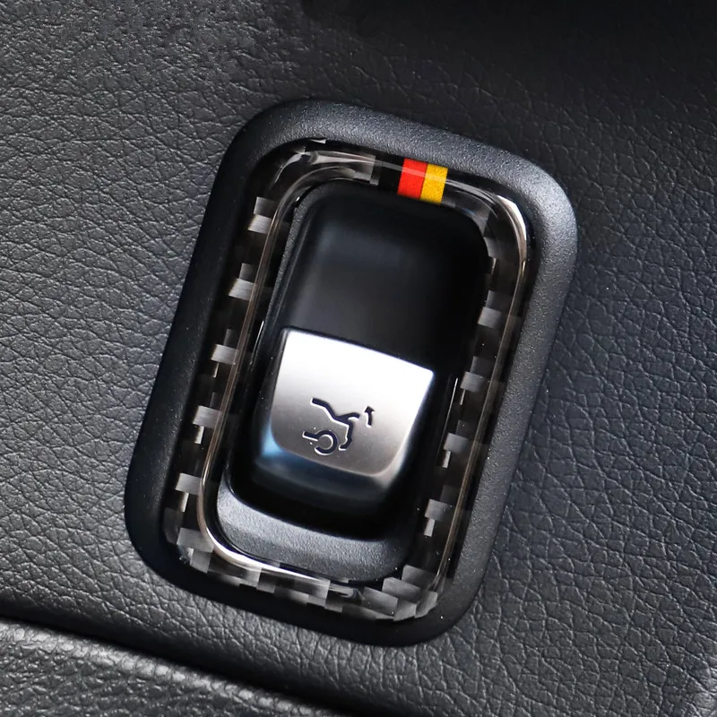Carbon Fiber Car Door Trunk Buttons Frame Decorate Cover Trim For
