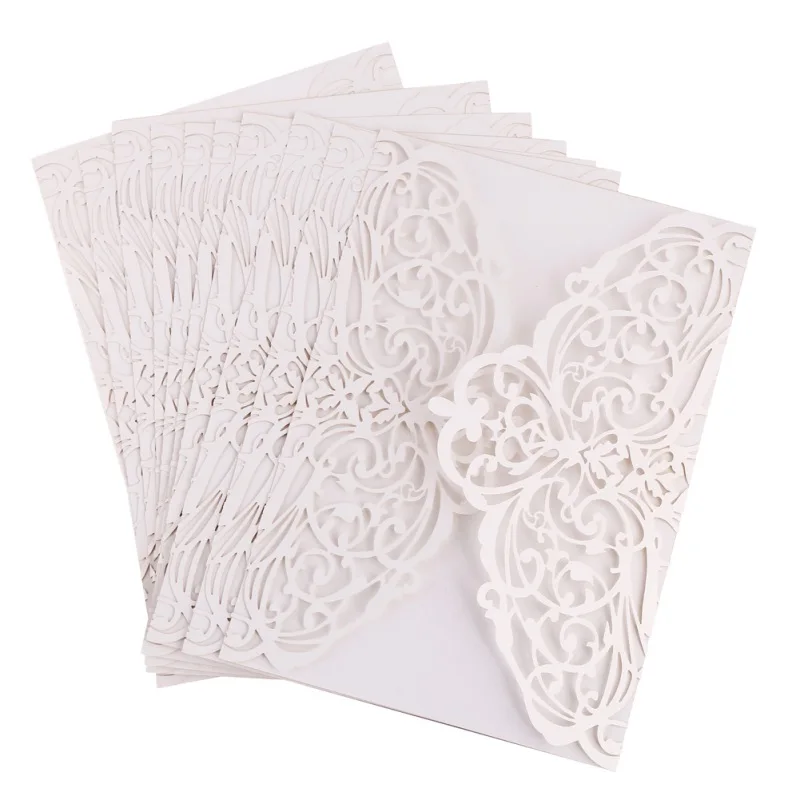 Белые 10 шт Вертикальные пригласительные комплекты открыток с лазерной огранкой и бабочкой для свадьбы, свадьбы, дня рождения, юбилея, вечерние - Цвет: 4