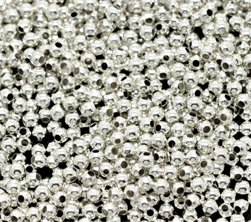 DoreenBeads ювелирные изделия DIY металлические бусины-вставки из сплава шар Серебряный цвет около 2 мм диаметр, отверстие: Приблизительно 1 мм, 350 штук