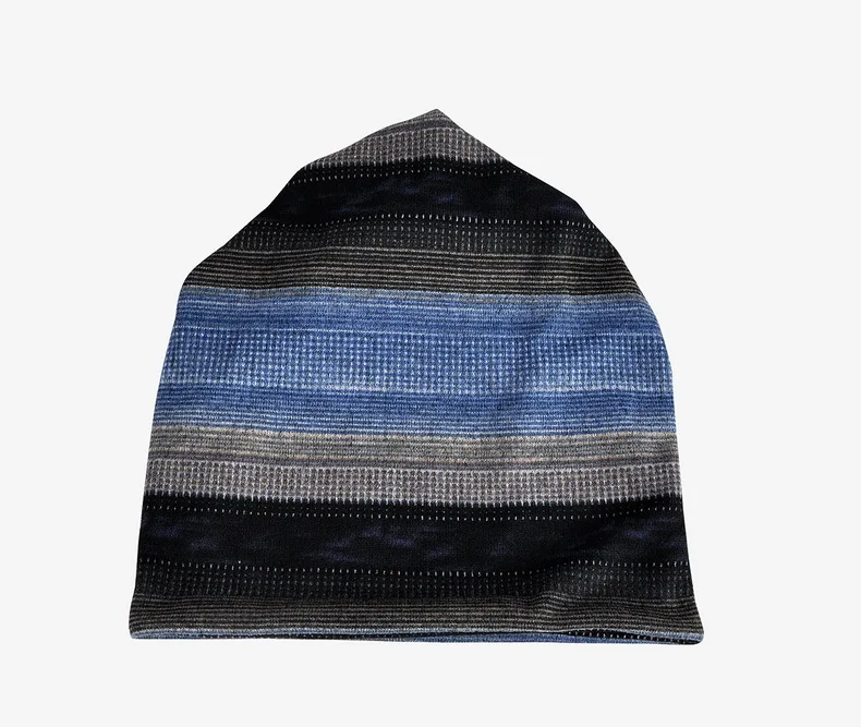 NUZADA New Men Women Skullies Beanies Cap Knitted Cotton Bonnet Double Layer Fabric Warm Caps Solid Winter Color Print Hats