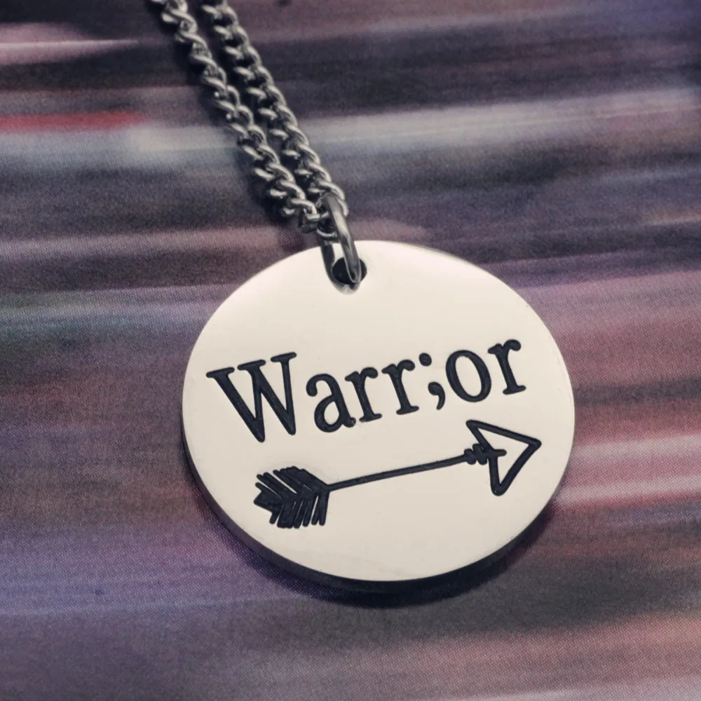 

Warrior Pendant Necklace Awareness Recovery Symbol Handstamped Arrow Health Necklace Drop Shipping YLQ0695