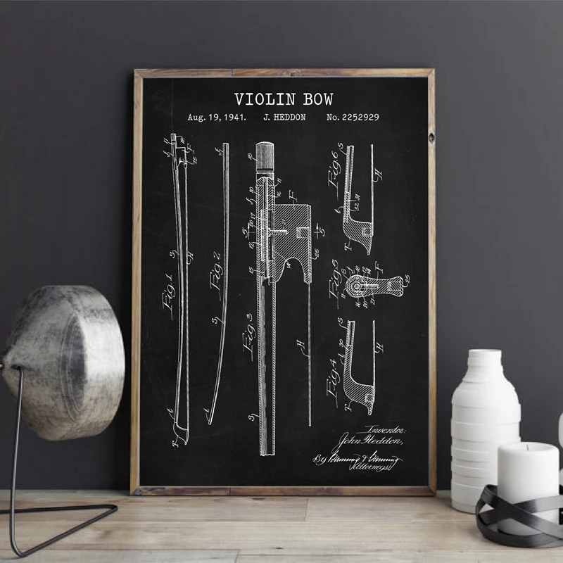 

Бант для скрипки, патентованная холщовая печать, винтажный художественный плакат, настенный художественный декор для музыкальной комнаты, Постер для скрипки, рисование музыки, подарки для студентов