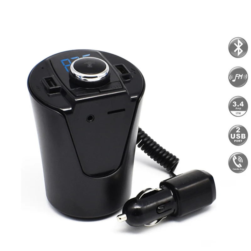 

Bluetooth HandsFree Car Kit FM Transmitter MP3 Player Dual USB Charger LED Display Micro SD TF U Disk AUX Music Playing