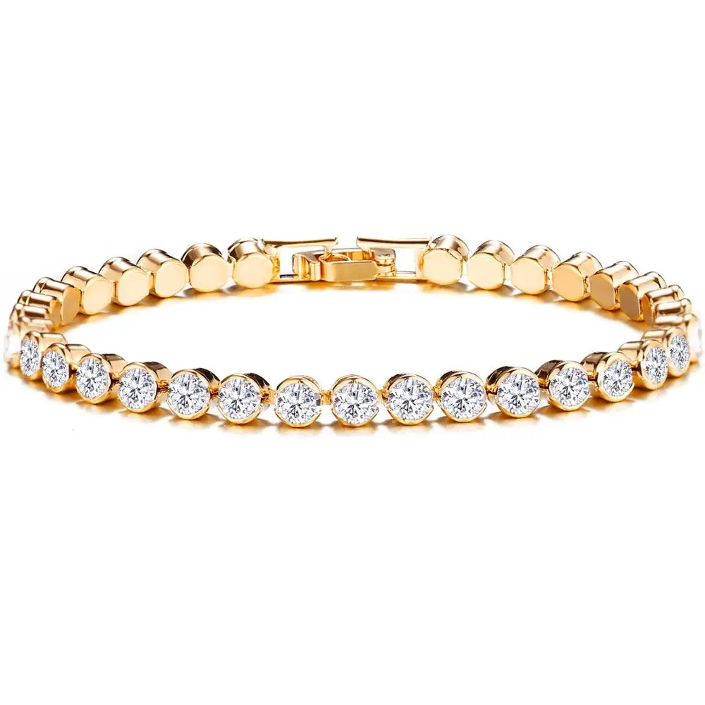 DIEZI Korean Luxury Crystal Bracelet For Women Wedding Gift Gold Silver Color Metal Roman Chain Bracelets Bangles Jewelry