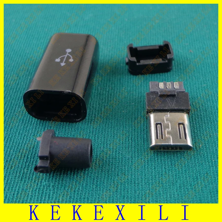 50 шт. DIY Micro USB Тип B папа 5pin четыре шт в сборе разъем розетка 4 1 черный цвет
