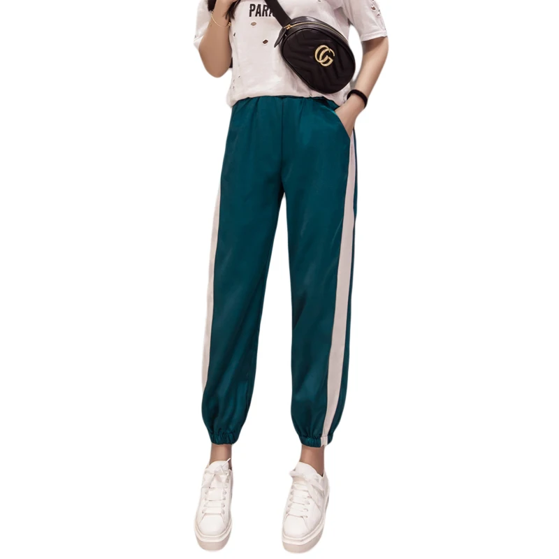 

2019 New Women's Pants Silk Pink Ins Super Fire Silky Defu Beam Legs Nine Pants Casual Pants Harem Pants Sweatpants