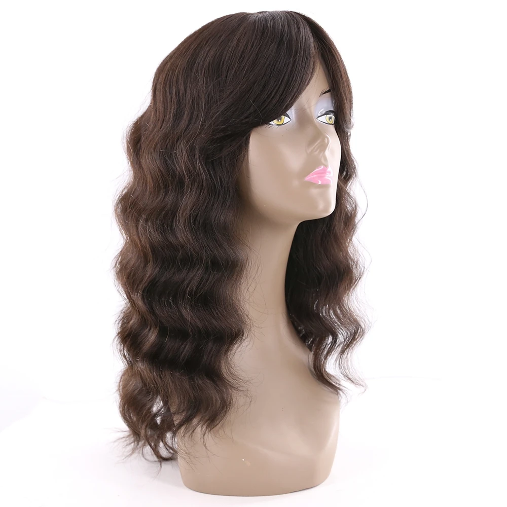 Бразильские человеческие волосы парики с взрыва боковой части X-TRESS 20 дюймов Длинные свободные волны не парик из натуральных волос для женщин натуральная цветная прядь