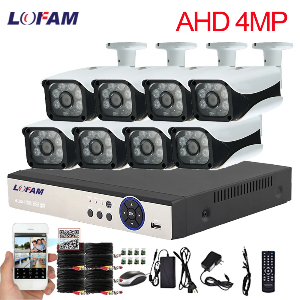 LOFAM 8CH DVR System 4MP AHD DVR Kit NVR Video Surveillance System Set