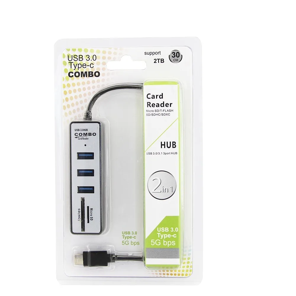 USB HUB 3.0 Type C Port Multi USB Micro Combo 3 Ports OTG Splitter SD TF Card Reader Extension Adapter For Computer Macbook Pro